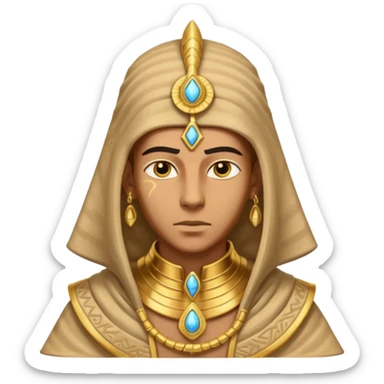 ancient pharaoh sand mage portrait, head and shoulders only, Egyptian-inspired hood collar, gold ornaments, mystical sand swirl, glowing eyes, 3D cartoon, mobile game icon style, clean background, no text, no watermark
 sticker