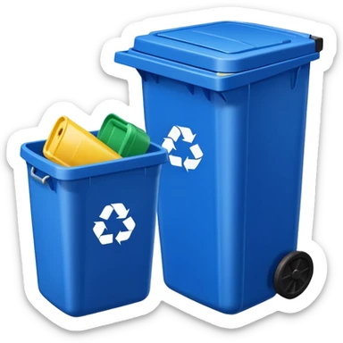 BLUE TRASH BIN NEXT TO GREEN RECYCLING BIN sticker