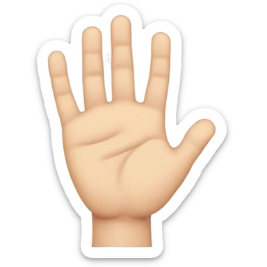 Left hand palm waving with middle, ring and pinky fingers together. The pointer fingers and thumb  are separate sticker
