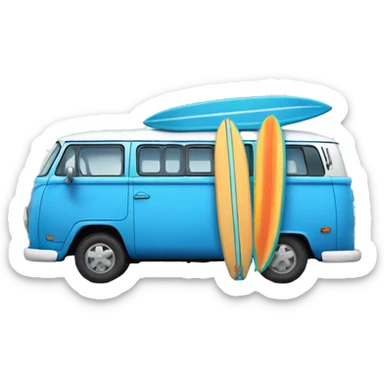 Blue Hippie van with surf boards on top sticker