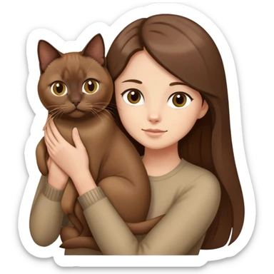 Person with long hair with brown Burmese cat sticker