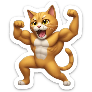 Cat striking a muscle pose sticker