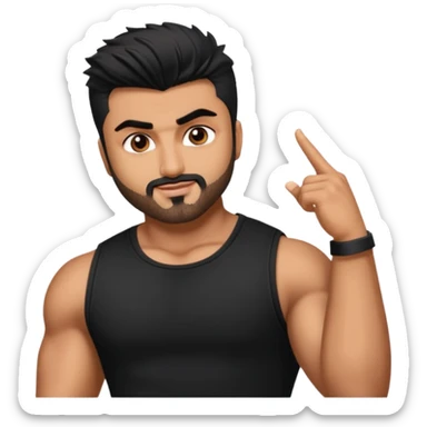 ipretty bratz emoji of arjun kapoor wearing a black tee, muscular sticker