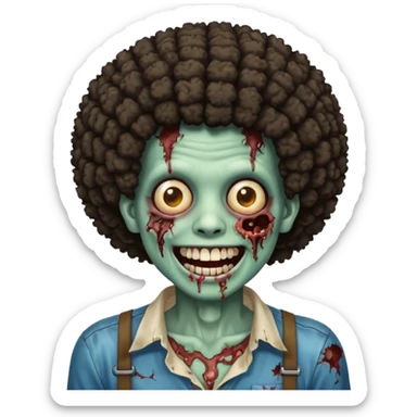 zombie with afro smiling with braces sticker