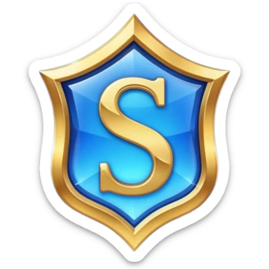 Create a custom emoji badge featuring a stylized letter “S”. Style it after the Challenger rank from League of Legends. Use gold & sapphire blue colors, radiant glow effects, and a majestic, high-prestige frame and elite aura.
 sticker