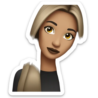 light brunette nightclub girl straight hair with bold lashes sticker