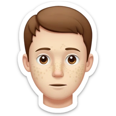 very tall, extremely pale white guy with pimples on his face, brown short hair, small ears sticker