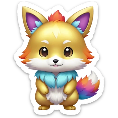 Cute Kawaii Chibi Anthro Fur-Sona Pretty Shiny Colorful Fakemon Full Body sticker