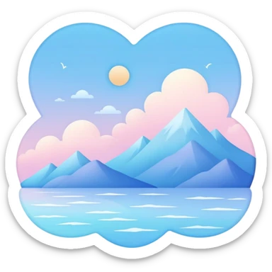 Cute Kawaii Pastels Gradients Blue Pale Aesthetic Scenery Deco sticker