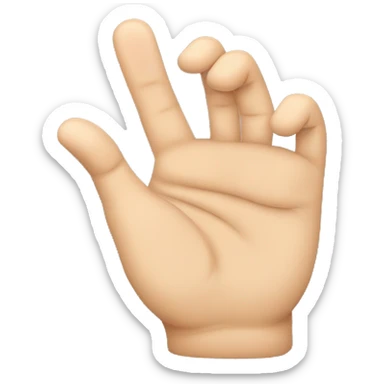 Hand with outstretched thumb, index finger and middle finger, ring finger and little finger are folded in sticker