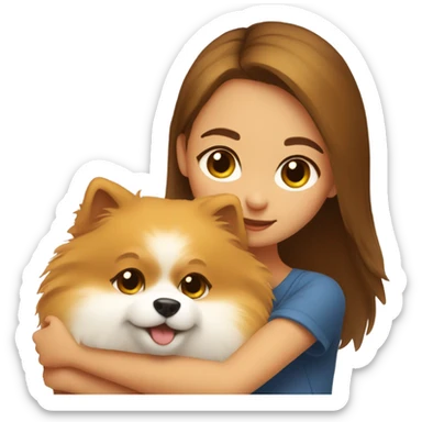 Pomeranian hugging cute girl sticker
