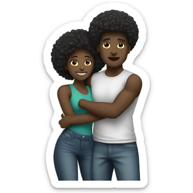 Black male and female with afros embrace. sticker