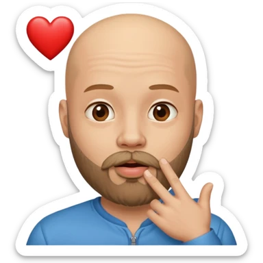 Un homme chauve barbu qui envoi un bisous cœur sticker