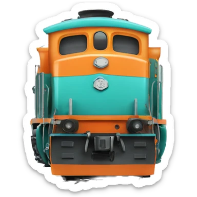 Locomotive a vapeur turquoise et orange  sticker