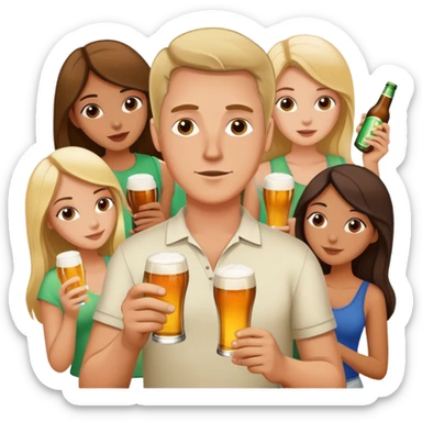 white man with a lot of girls a lot of beer and a joint sticker