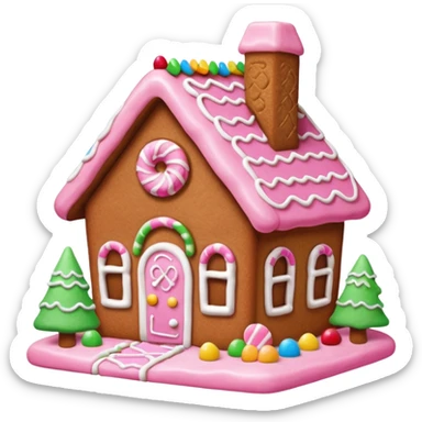 Gingerbread house pink sticker