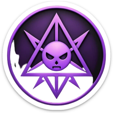 Emoji, dark futuristic occult sigil, symmetrical geometric shape, black metal with faint violet glow, gothic cyber aesthetic, minimal flat design, sharp edges, centered, transparent background sticker