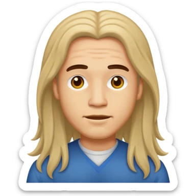 a man with a light skin (not much) with a long hair  sticker