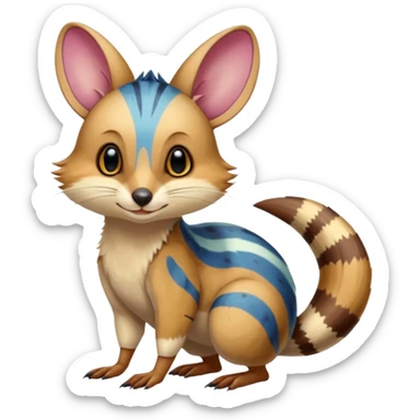Colorful Exotic Numbat-Bilby-Quoll-Furret-Fakémon-furry-fursona-creature (full body) sticker