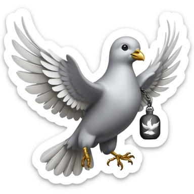 a flying dove carrying a grenade in its feet, inspired by the Hollywood Undead logo sticker