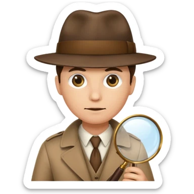 a detective film - detective in a hat with magnifying glass sticker