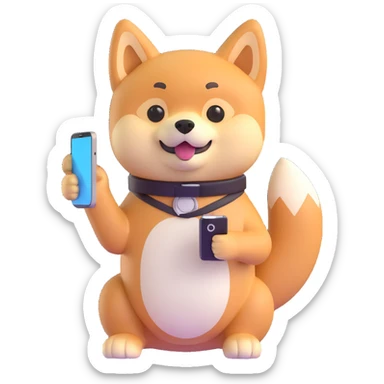 shiba inu holding a phone sticker