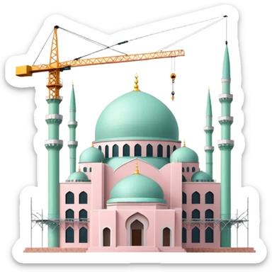 Light Pink and mint İstanbul mosque under construction  sticker