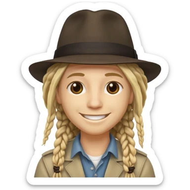 blonde Musician with dreadlocks and fedora sticker