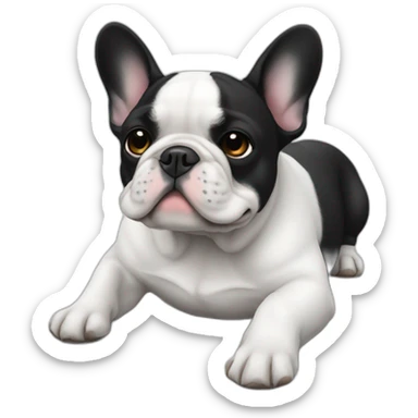 black and white French bulldog laying on the back sticker
