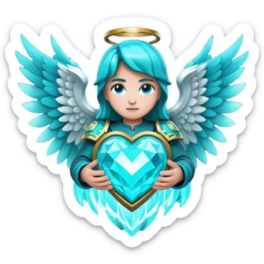 Dark Cyan angel heart with minecraft warden soul sticker