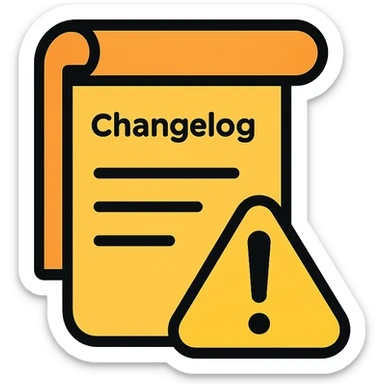 Add yellow color to the caution symbol, keep it suitable for a changelog Discord channel, maintain bold and clear icon style in lineal color icon with black outlines style. sticker