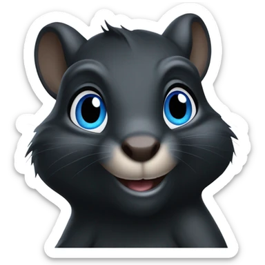 Black squirrel with blue eyes saying I’m here sticker