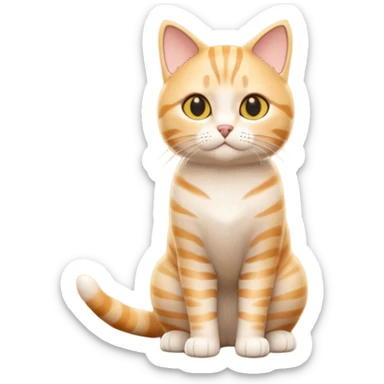 A 3D cartoon golden tabby American Shorthair cat with soft striped fur, warm golden tone, soft shadows, Memoji-style realism. full body or half body. sticker