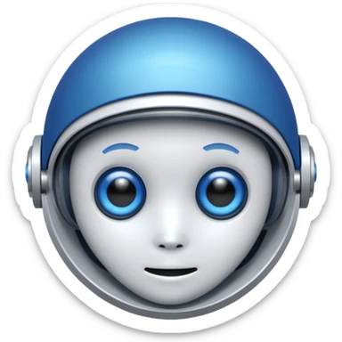 tête de robot cosmonaute bleu et blanc avec des yeux arondis bleu sticker