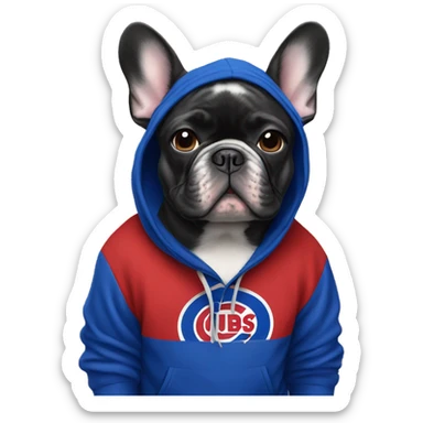 French bulldog in cubs hoodie sticker