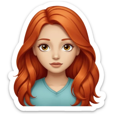 Little red riding hood light skin with straight long wavy hair and long eyelashes  sticker