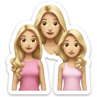 Mom with dark blond hair with a daughter with dark blonde hair and a younger daughter with light blonde hair sticker