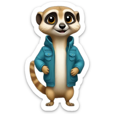 meerkat holding a sleeveless jacket sticker