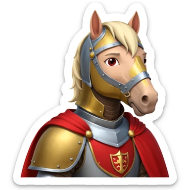 medieval horse rider knight portrait, head and shoulders only, armor collar, cloak, intense eyes, fantasy vibe, 3D cartoon, mobile game icon style, clean background, no text, no watermark
 sticker