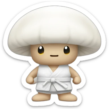 white mushroom kungfu fighter sticker
