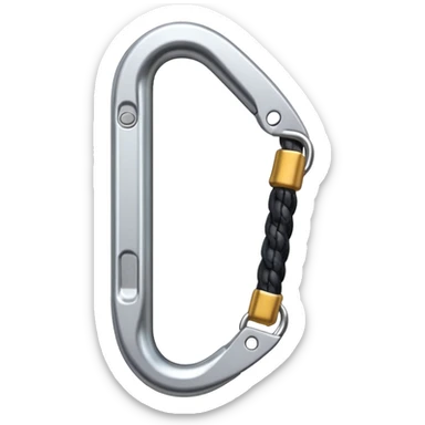 a carabiner for climbing, realistic metal, soft gradients, subtle shine sticker