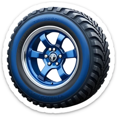 Silver Chrome Tractor tires on glossy dark blue 2025 Toyota 86 off road rally car  sticker