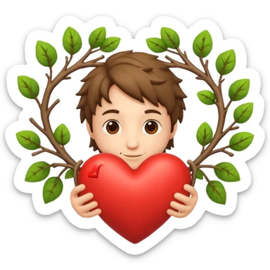nature bard character heart sign with branches sticker