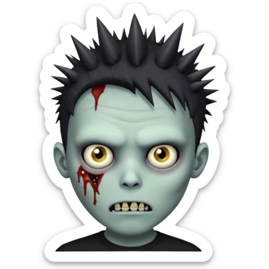 zombie boy with spiky emo hair and black shirt  sticker