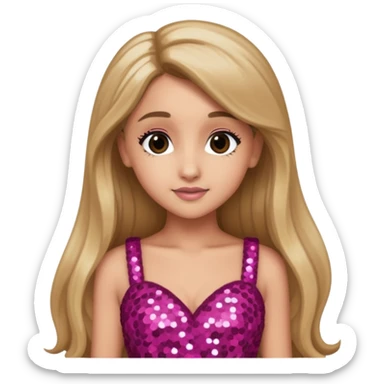 Ariana Grande with long dark blonde hair, dark pink sequin dress sticker