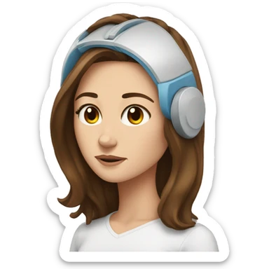 a white girl brown hair getting an EEG laying down sticker