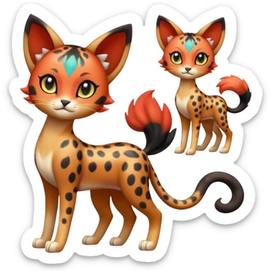 Gradients-colored realistic elegant lanky feminine cute pretty  Liepard-Litten-Meloetta-Sprigatito-Pokémon-fusion-creature (full body) sticker