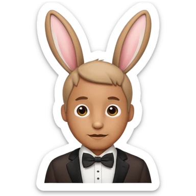 Rabbit ears and bowtie wearring man sticker