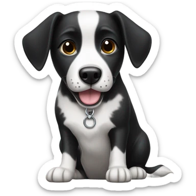 black and white dog on walk sticker