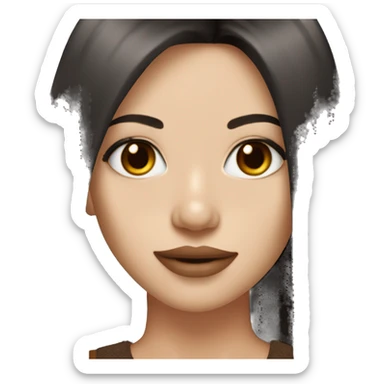 A girl with long black straight hair white skin lip filler brown eyes in a rich people outfit  sticker